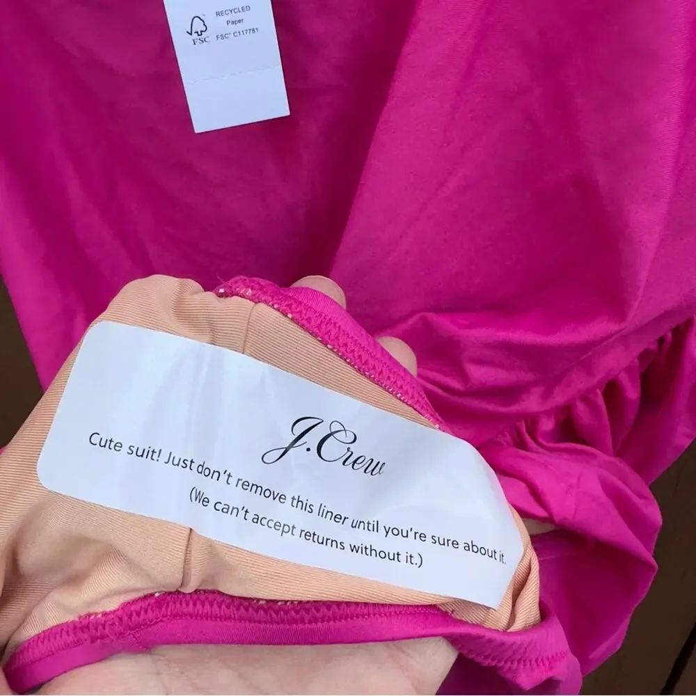 J. Crew | NWT Size 24 Ruched V Neck One Piece Fuchsia Bathing Suit Style BC116